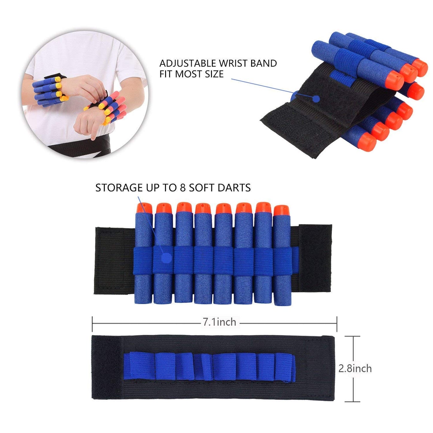 Tactical Vest Accessories Set for Nerf N-Strike Elite Series with 20 Refill Darts, 2 Quick Reload Clips, Wrist Ammo Holder, Safety Glasses, and Tube
