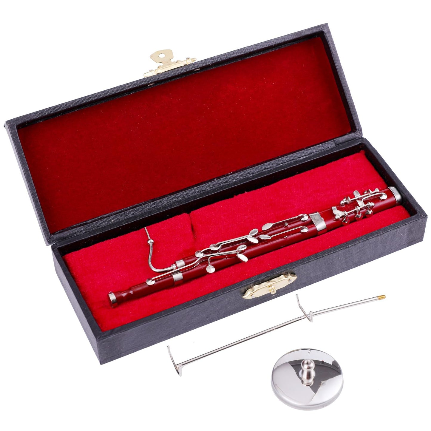 Dselvgvu Miniature Bassoon with Stand and Case Mini Musical Instrument Bassoon Replica Collectible Figurines Dollhouse Accessories Model Home