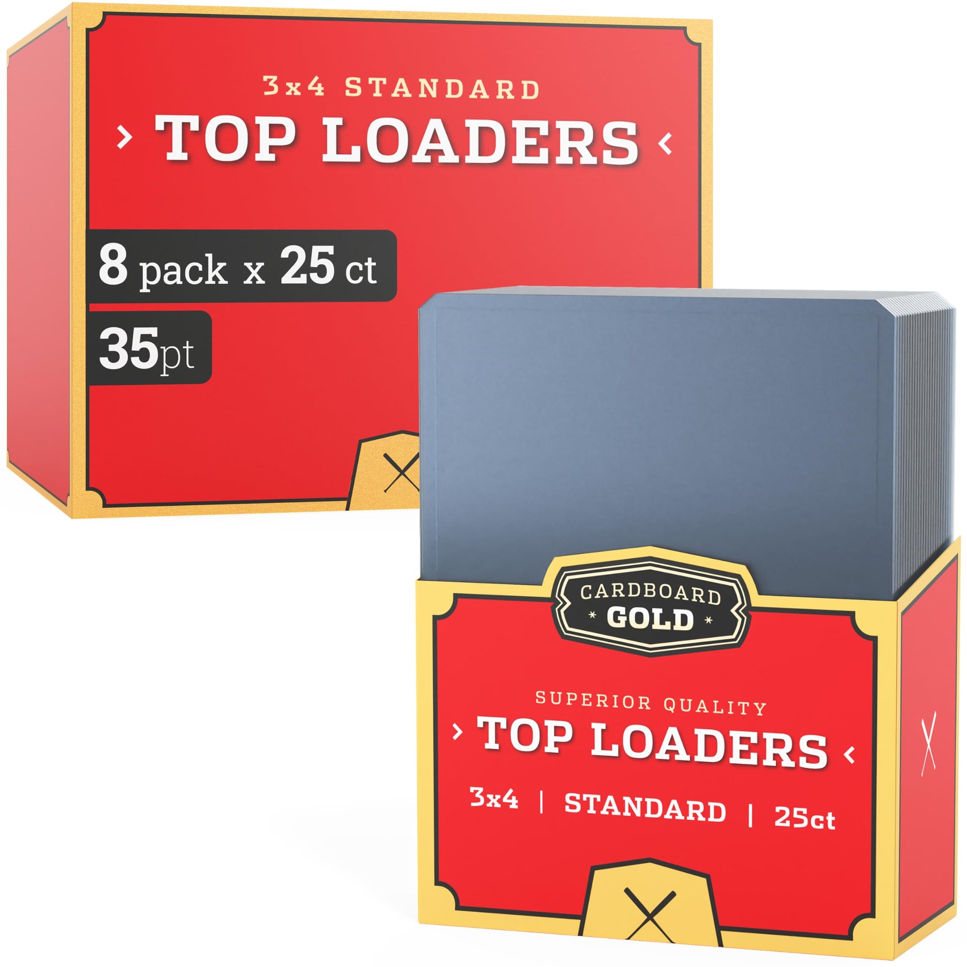 Cardboard Gold - 35pt Top Loaders for Cards - 200 Count - Premium 3x4 Inch Trading Card Toploaders - Protect Your Baseball and Sports Cards with These