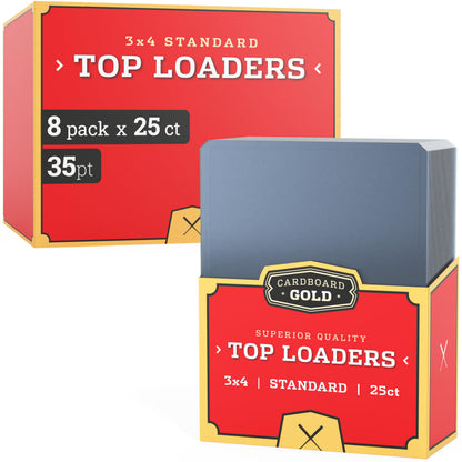Cardboard Gold - 35pt Top Loaders for Cards - 200 Count - Premium 3x4 Inch Trading Card Toploaders - Protect Your Baseball and Sports Cards with These