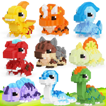 TENYEAH 9 Packs Mini Building Set Dinosaur Toys for Adult, Cut Dionsaur Building Blocks Party Favors Toys, Assemble Game Home Decor Creative Birthday