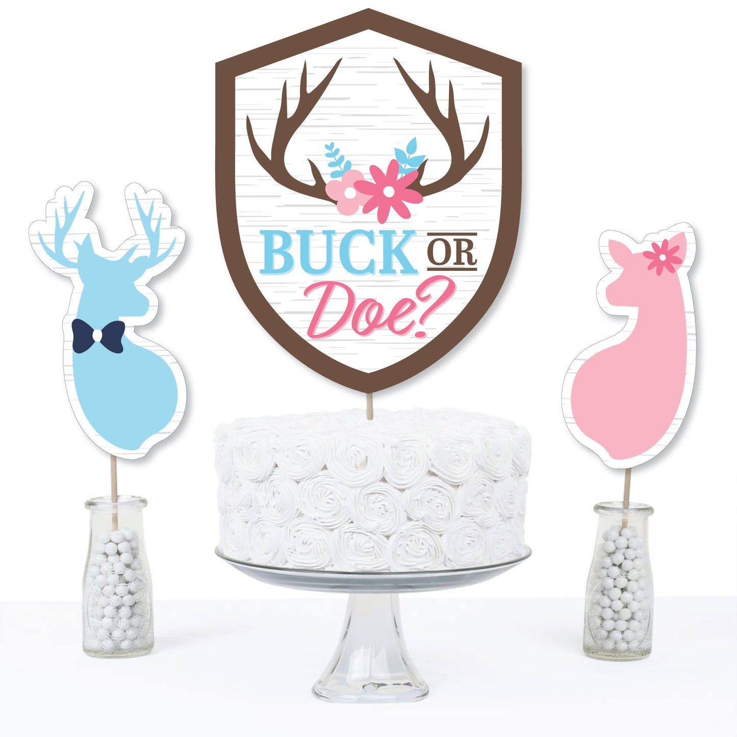 Big Dot of Happiness Buck or Doe - Hunting Gender Reveal Party Centerpiece Sticks - Table Toppers - Set of 15