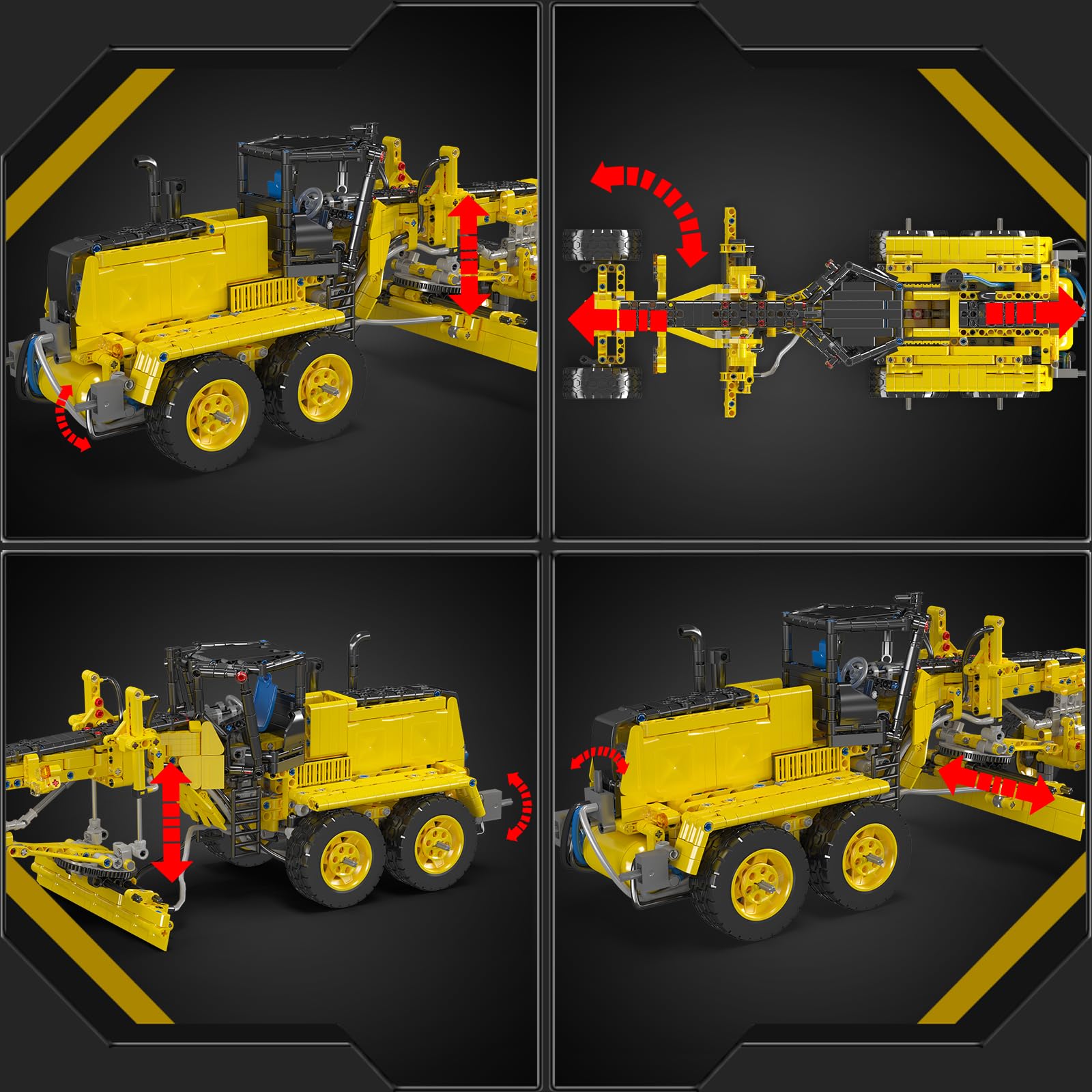 Mould King 19023 Motor Grader Building Set, 1109 PCS Road Grader Construction Vehicle Model Kit, 1:14 Scale Construction Heavy Equipment for Adults