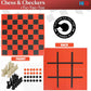 Hi-Q 3-in-1 Chess, Checkers & Tic-Tac-Toe Game Set - Double-Sided Folding Board - Staunton Style Pieces & Interlocking Checkers - Classic Strategy