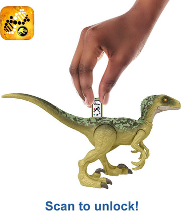 Jurassic World Dominion Human & Dino Pack Dr Ian Malcolm & Velociraptor & Accessories, Authentic Action Figures, Movable Joints, Ages 4 Year & Up