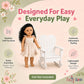 Emily Rose 18" Doll Adirondack Rocking Chair - Pink Wooden Heart-Back Design Furniture with Smooth Rocking Motion - USA Brand - Compatible
