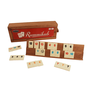Front Porch Classics, Rummikub Vintage Edition in All-Wood Storage Case with 4 Built-in Player Trays and 106 Rummikub Tiles, for 2 to 4 Players Ages 8