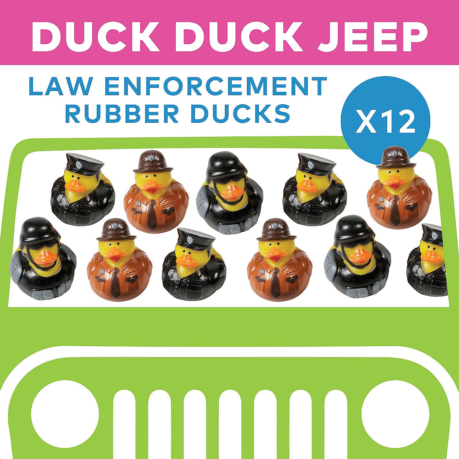 Fun Express Law Enforcement Rubber Duckies, Police Officer, SWAT Team and State Troopers, Birthday Party and Celebration Supplies (12 Pieces)