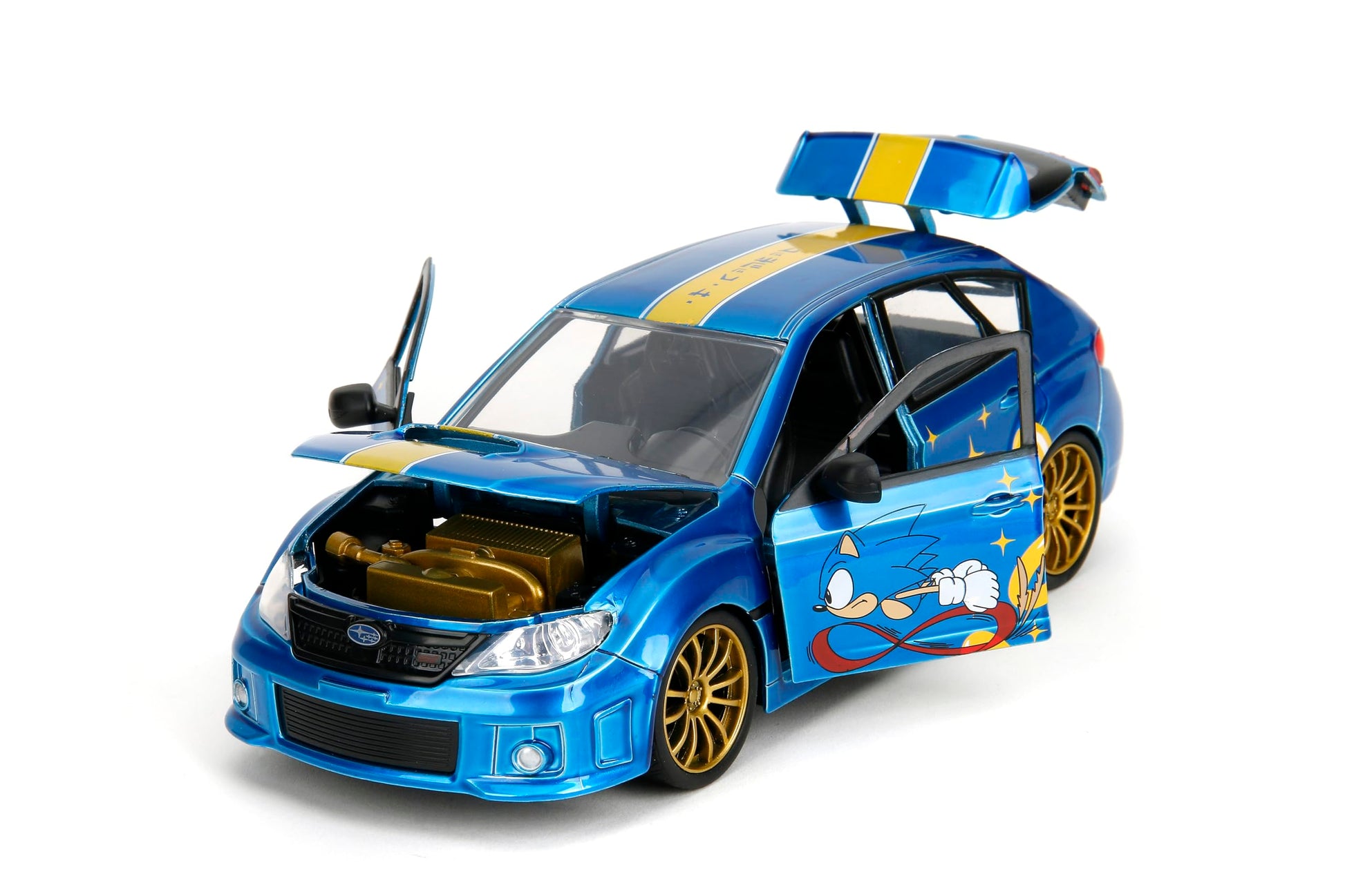 Jada Sonic The Hedgehog 1:24 2012 Subaru Impreza WRX STI Die-cast Car & Sonic Figure, Toys for Kids and Adults