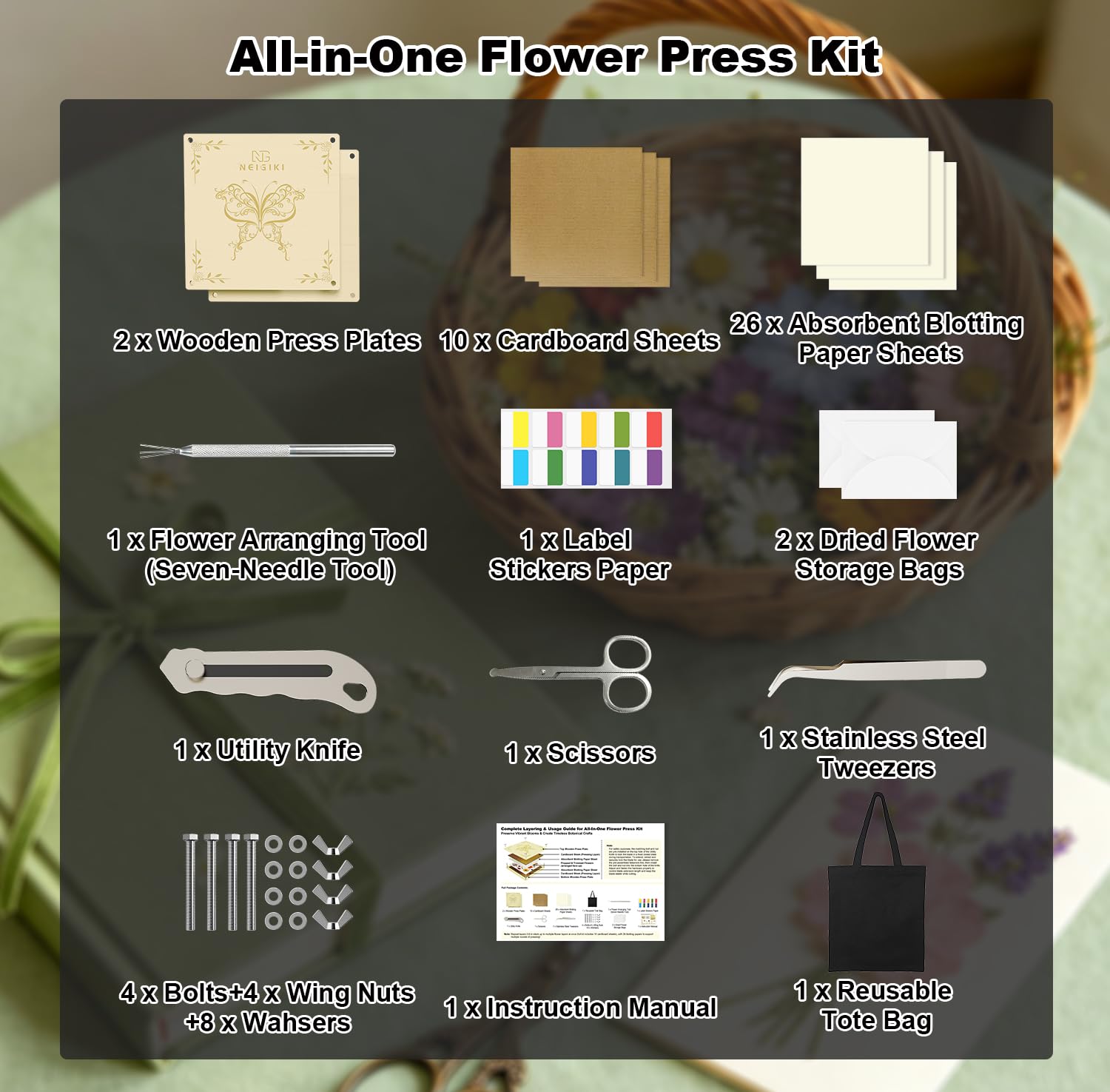 NEIGIKI All-in-One 10 Layers Flower Press Kit