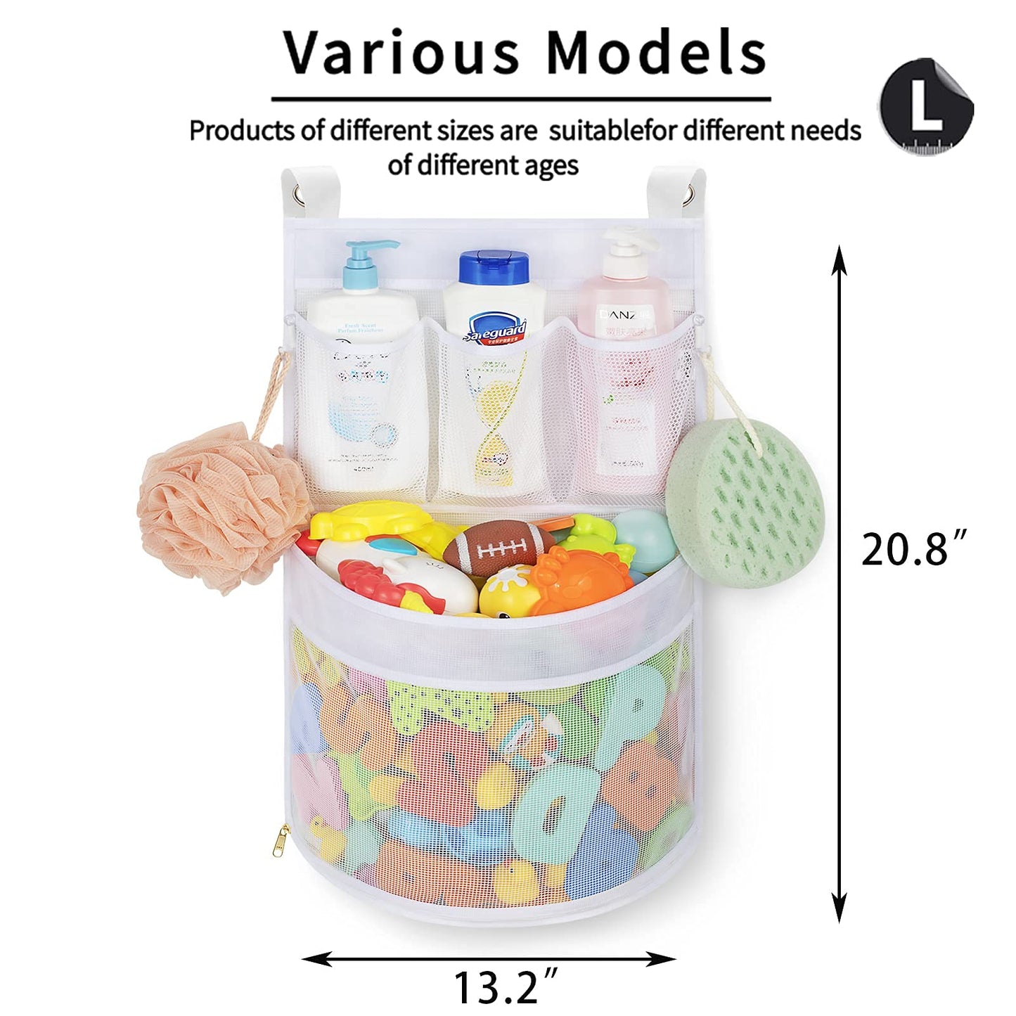 Ligereza Baby Bath Toy Organizer, quick drying? and mould proof, Multiple-Suspension Bath Toy Holder, Large Capacity Multi Use Bathtub Toy Storage