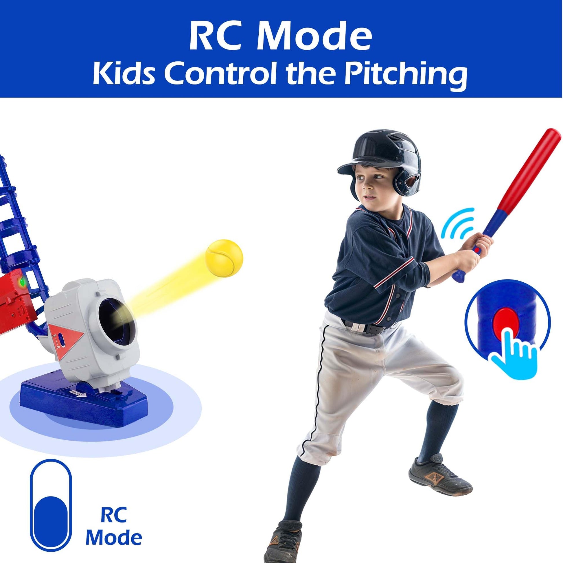 iPlay, iLearn Kids Pitching Machine Toys, 2 in 1 RC Baseball Tennis Pitcher