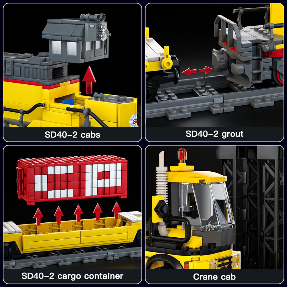 Mould King Remote Control Train Building Set, 1170pcs Diesel Locomotive