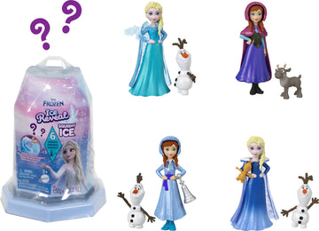 Mattel Disney Frozen Toys, Small Doll Ice Reveal with Squishy Ice Gel & 6 Surprises Including Character Friend & Play Pieces (Dolls May Vary)