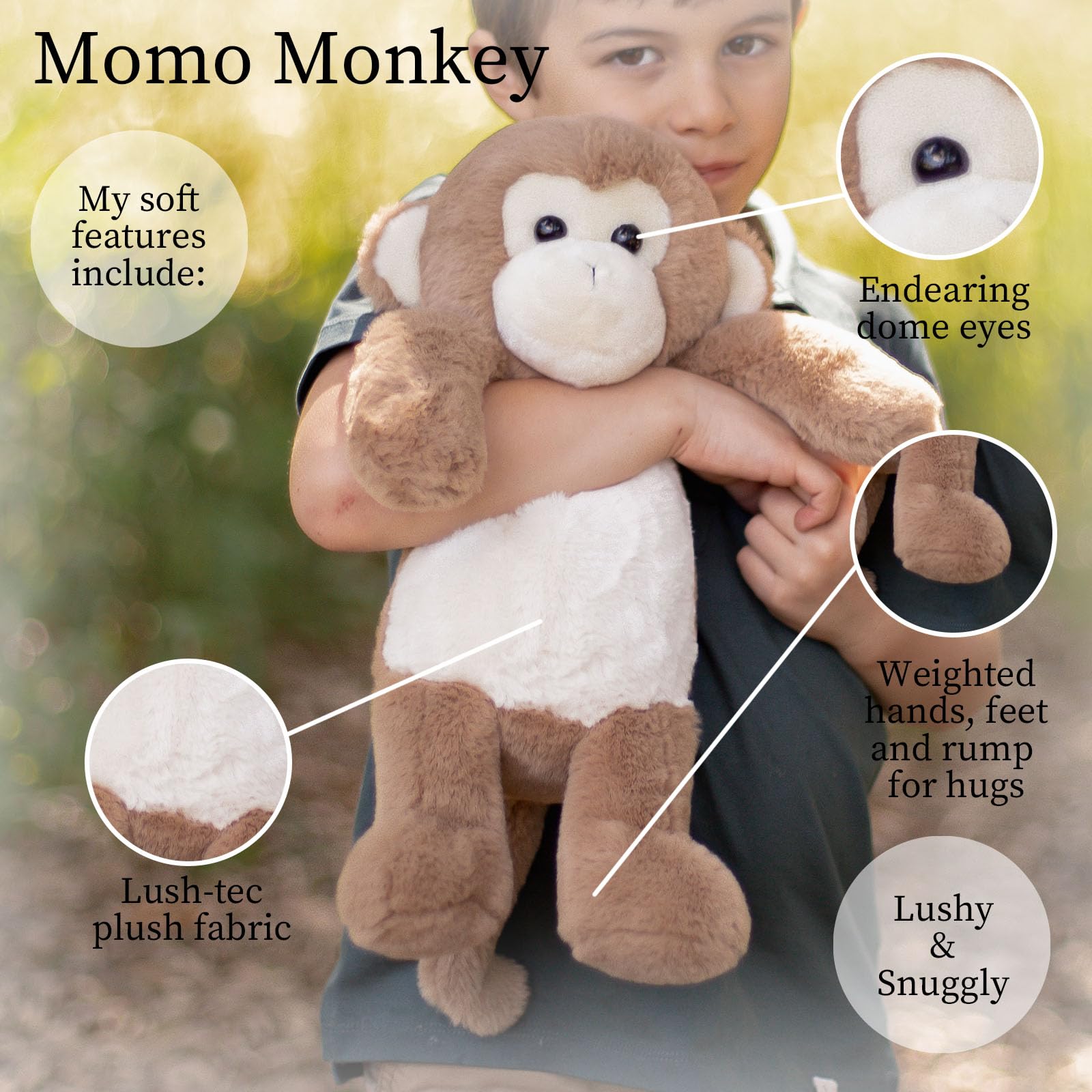 World's Softest Plush Stuffed Animal for Baby, Toddler, Kids, Adults - Adorable Toy Made from Kid-Friendly, Quality Materials - Lushee MoMo Monkey