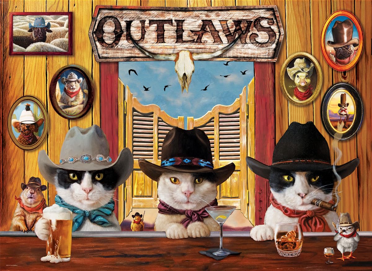 Outlaws, Cats, Family Oversize Puzzles, Eurographics Jigsaw Puzzles, 500 pcs