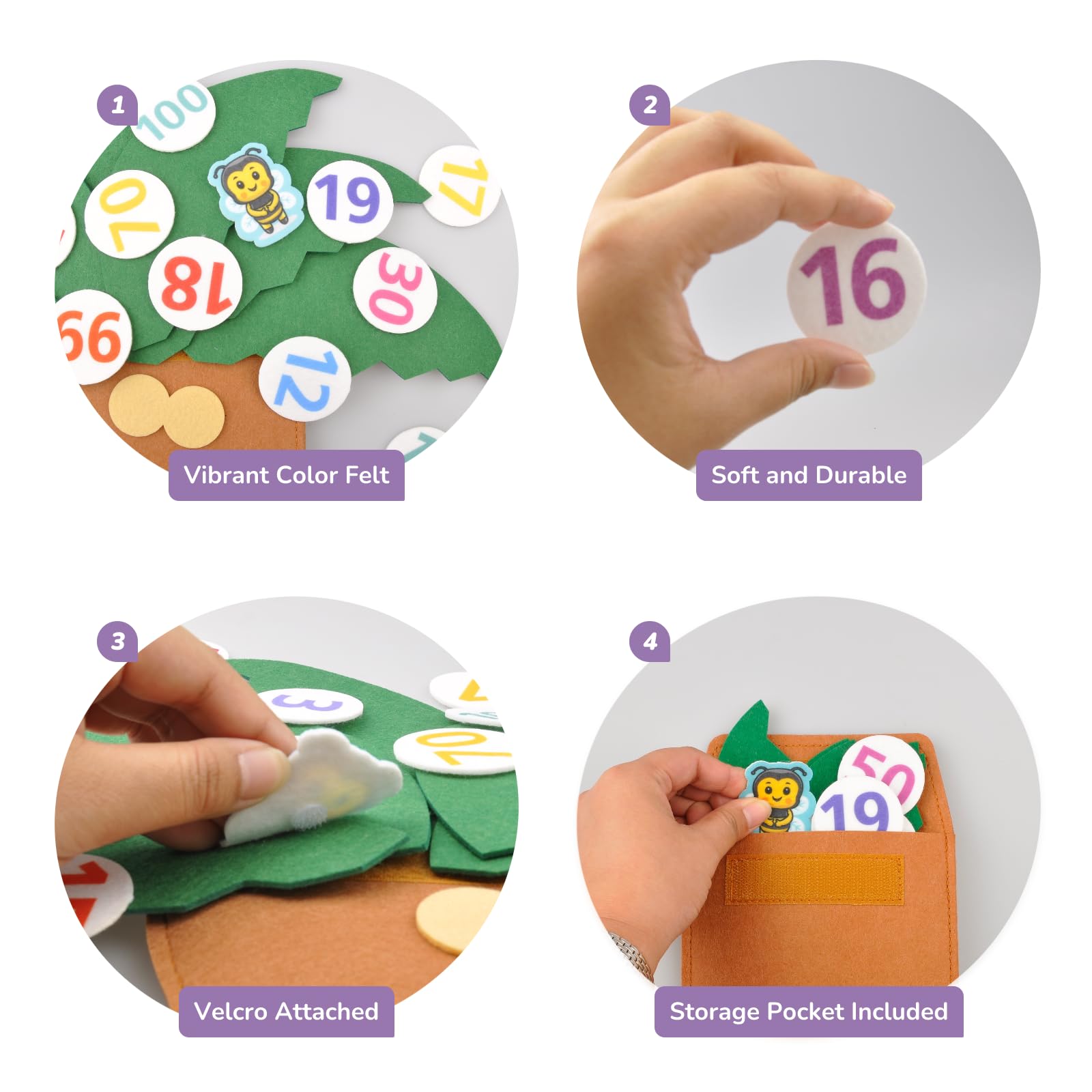 CHEFAN Tree and Numbers Props from The Childhood Favorite Book, Felt Numbers and Letters