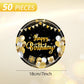 50Pcs Birthday Plates Black and Gold Party Decorations 7 Inch Paper Dessert Plates Party Tableware, for Cake Salad Fruit, Happy Birthday Party