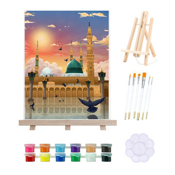 UMRASTORE Masjid an-Nabawi Paint by Numbers Kit | Islamic Paint by Numbers | Islamic Painting | Islamic DIY Art |