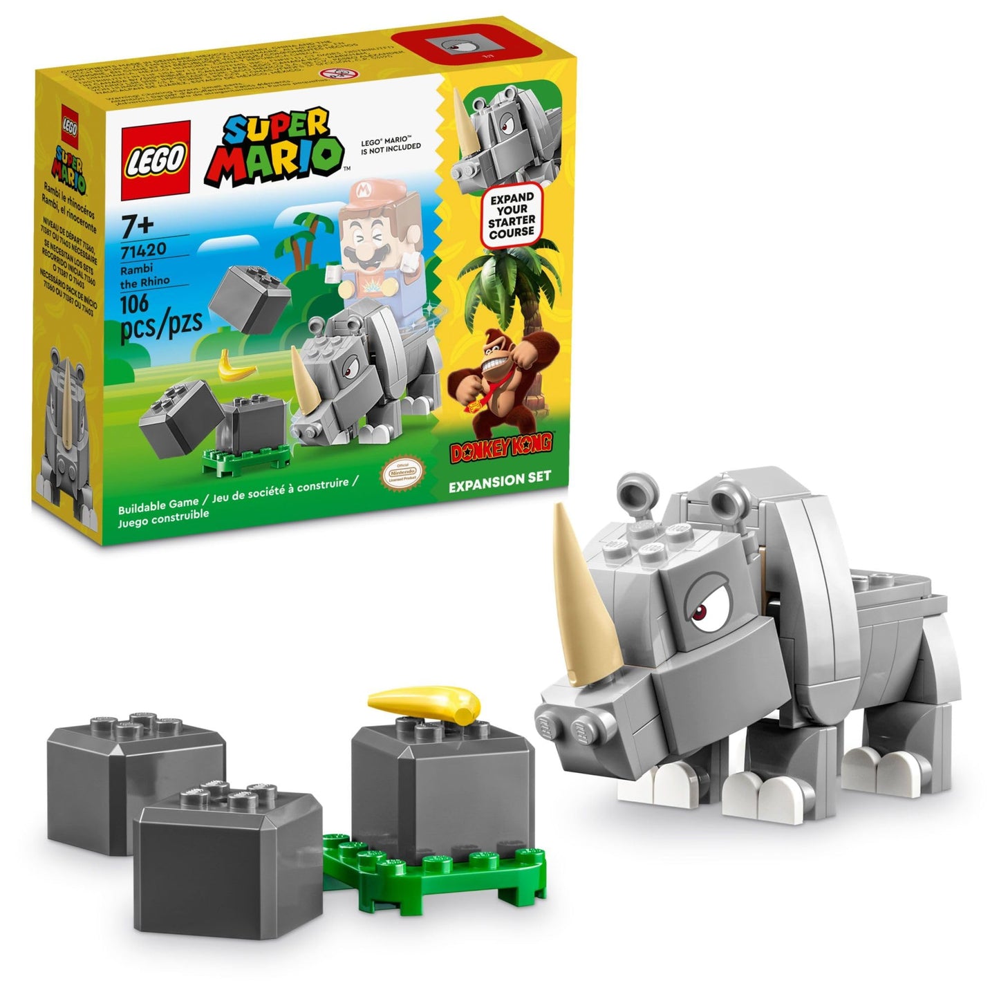 LEGO Super Mario Rambi The Rhino Expansion Set 71420, Game Inspired Building Toy Set to Combine with a Starter Course, This Collectible Super Mario