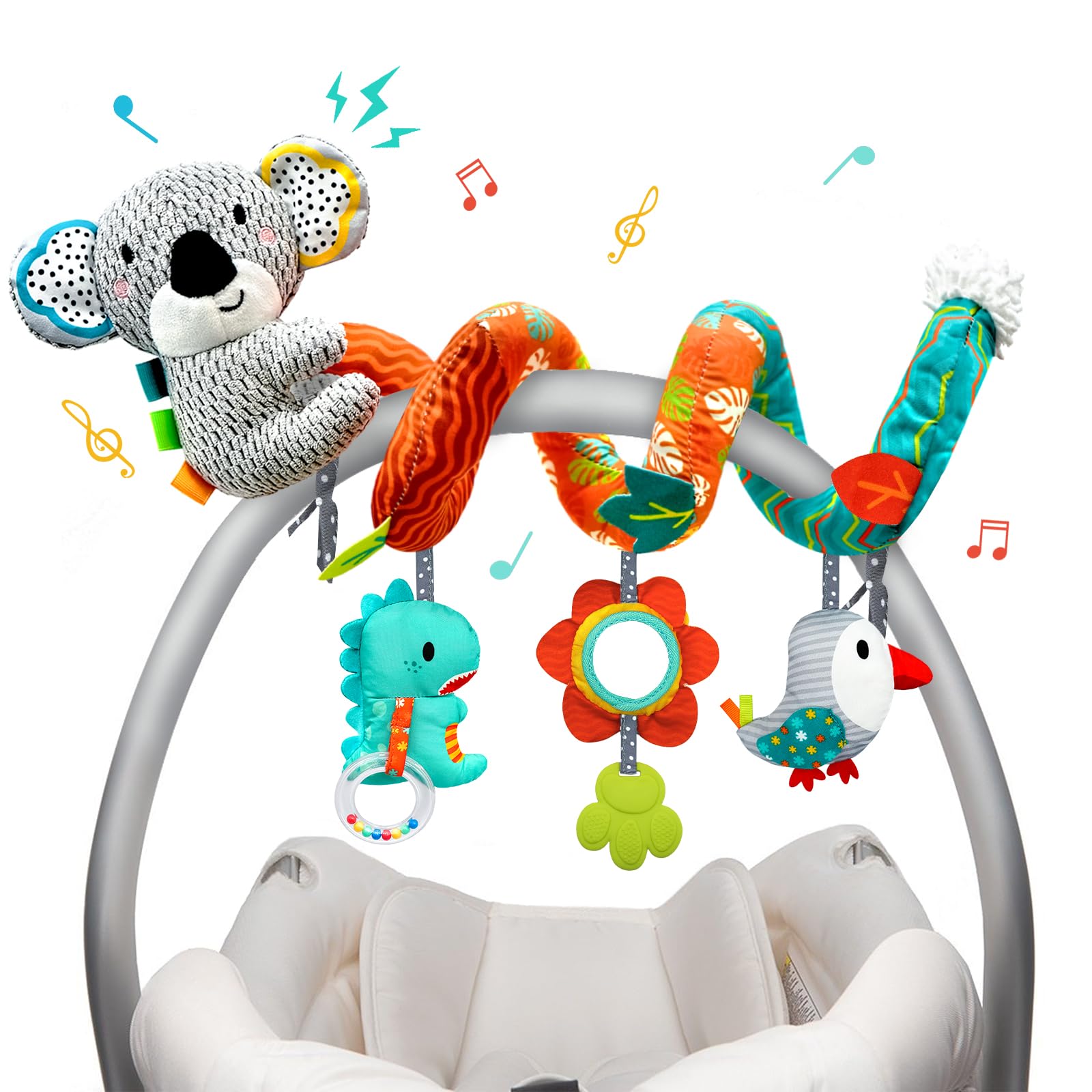 XIXILAND Car Seat Toys Baby Toys 0-3 Months Developmental, Stroller Toys Infant Toys 0-6 Months Newborn Toys, Carseat Toys for Infants 0-12 Months