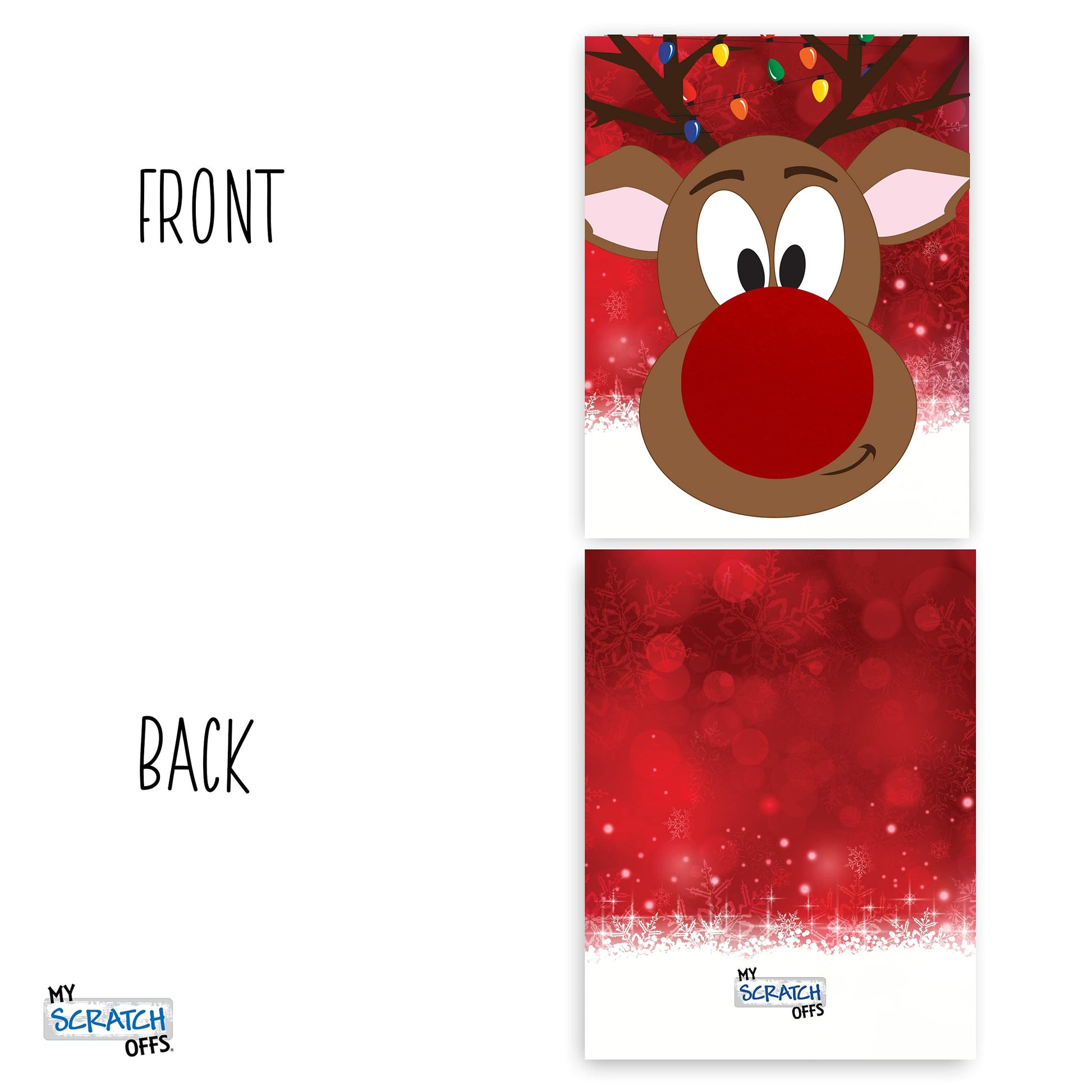 My Scratch Offs - 26 Pack Rudolph The Red Nose Reindeer Scratch Off Game Cards, 3x4-Inch, Festive Christmas Raffle Tickets for Adults, Fun Holiday