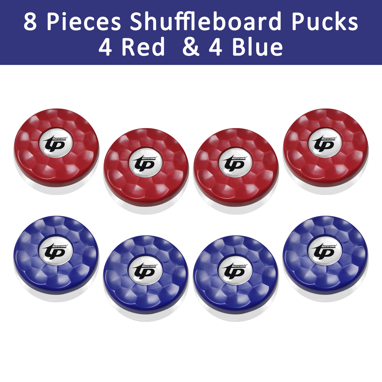 TORPSPORTS(Dia.58mm 2-1/4'' Shuffleboard Pucks, Set of 8 Blue/Red