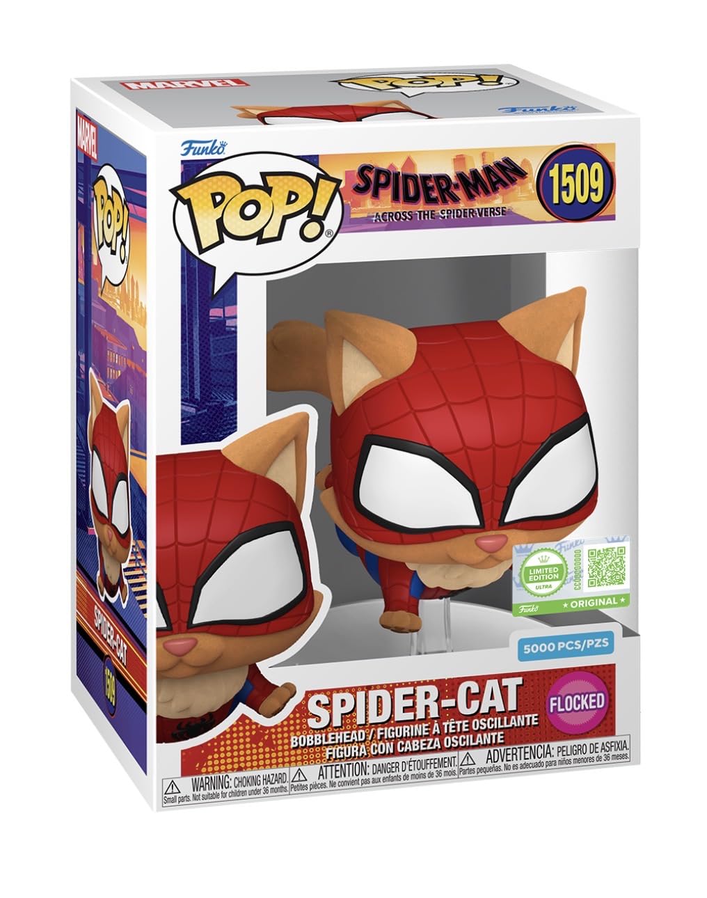 Funko POP! Spider-Man Across the Spider-Verse Spider-Cat #1509, Flocked, Limited Edition, Bobblehead