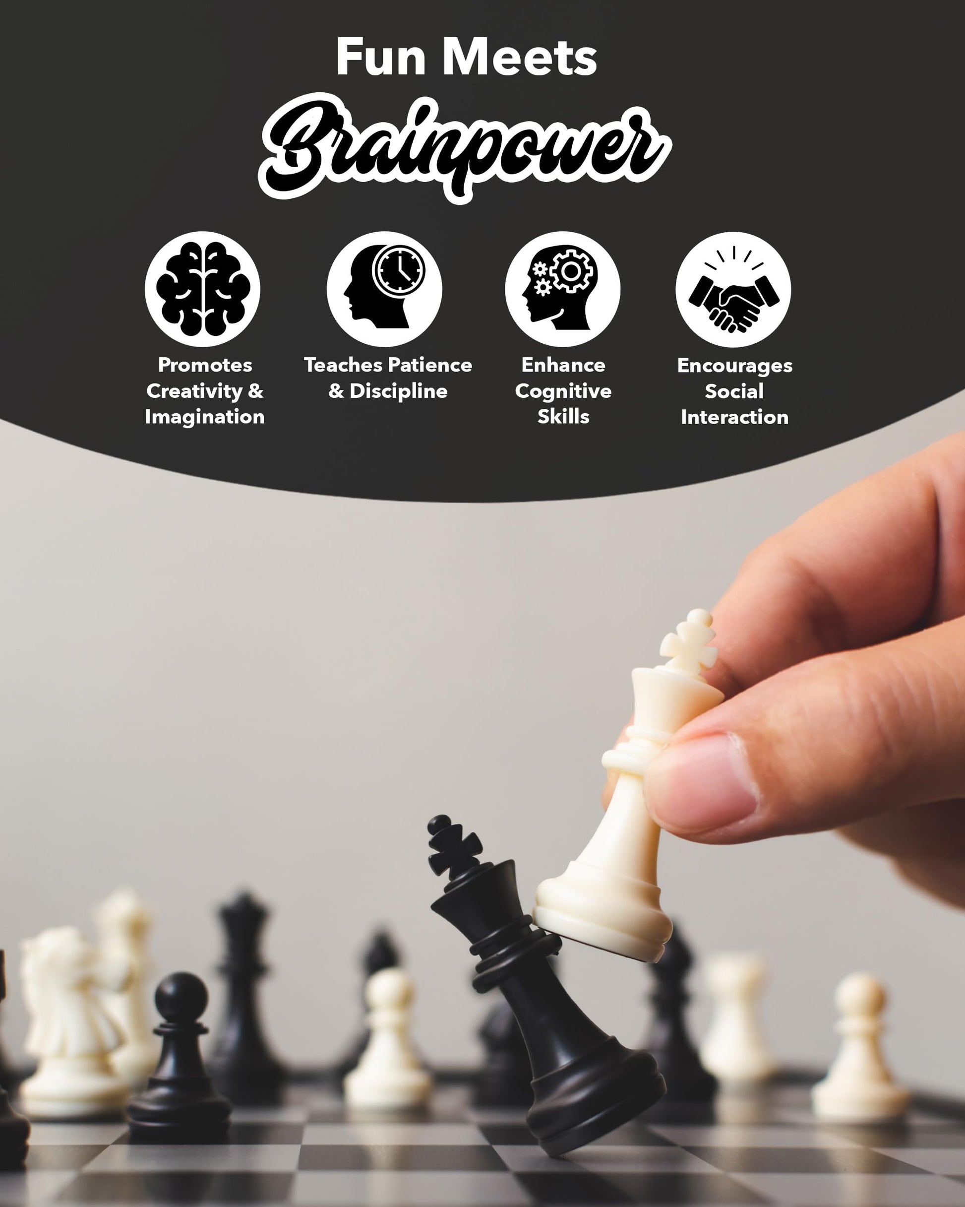 WE Games Best Value Tournament Chess Set - Includes 34 Chessmen, Roll Up Black Vinyl Chess Board, Storage Bag for Pieces, Instructions and Equalizer
