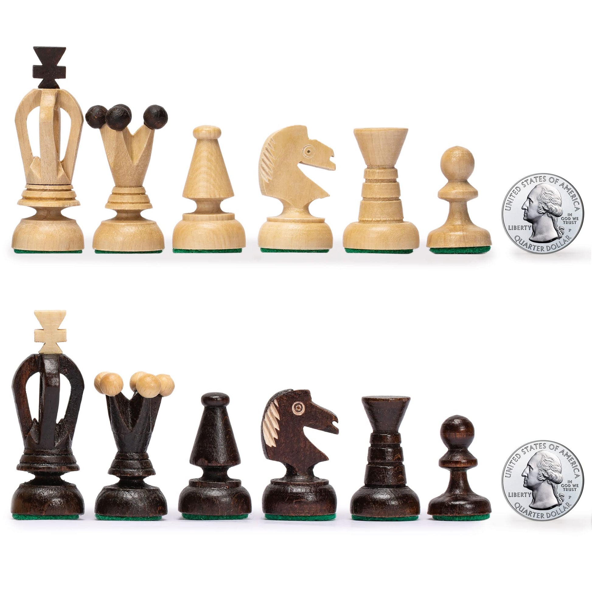 Husaria European International Chess Wooden Game Set, King's Classic - 13.8 Inches Medium Size Chess Set with Handcrafted Chessmen and Felted Folding