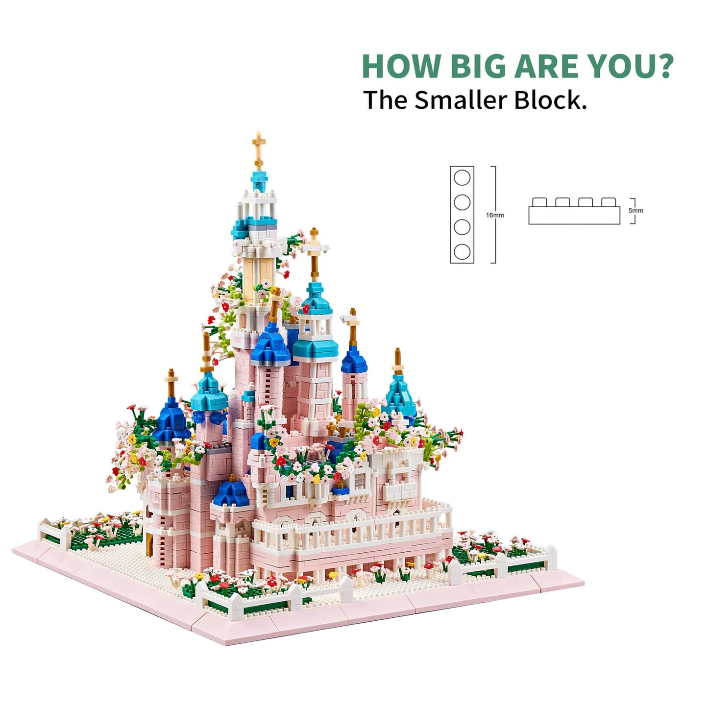 Kadablk Architecture Castle with Flower Series Micro Blocks Building Sets for Adults and Teens, 4000+ PCS Bricks Building Blocks - Upgrade Version
