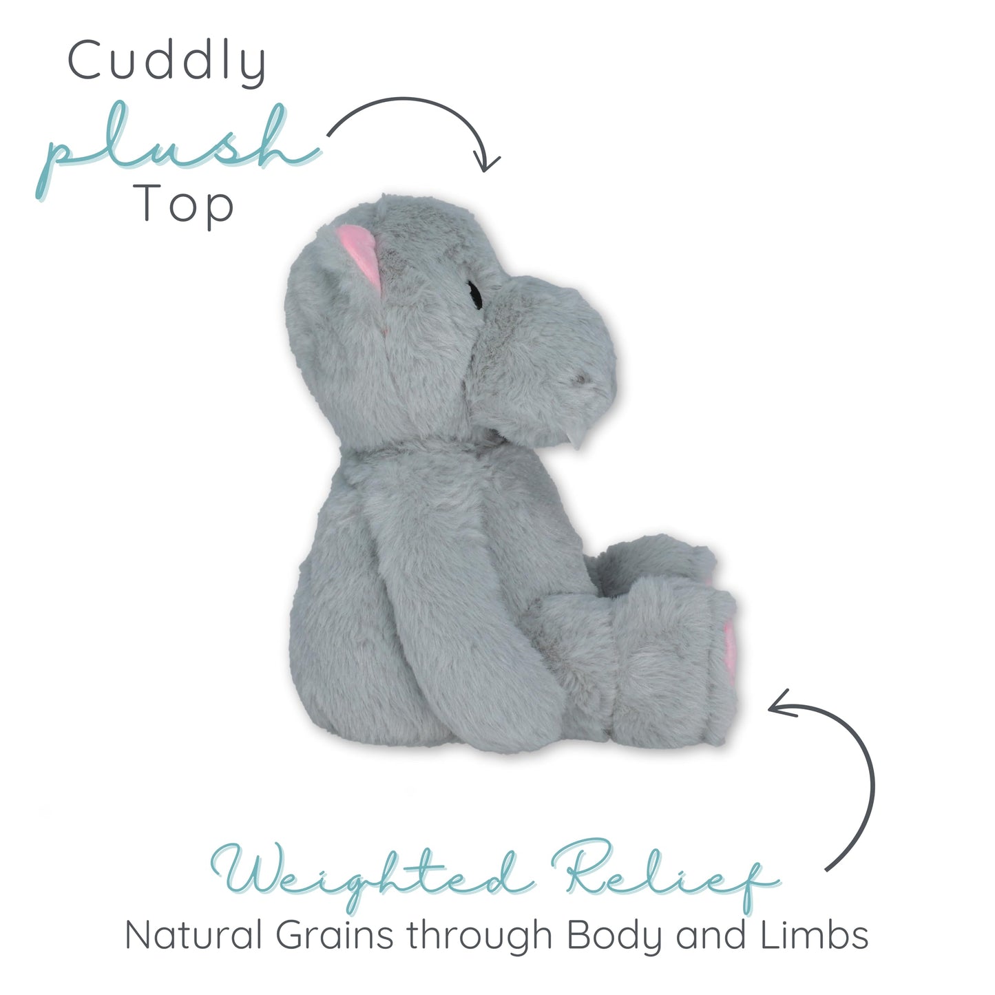 Hippo - Microwavable & Weighted Plush Stuffed Animal - Heated Plushie for Warmth - Cute, Soft, Cozy Toy for Adults & Children (Boys, Girls