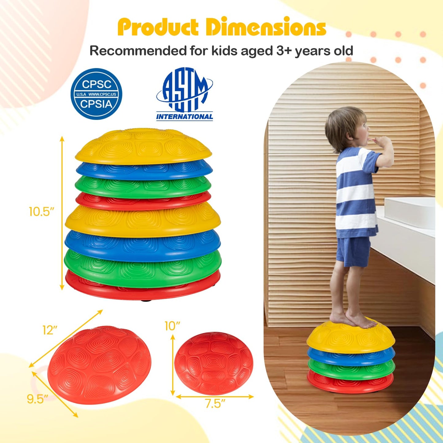 HONEY JOY Stepping Stones for Kids, Non-Slip Turtle Jumping Balance Stone, Obstacle Courses Coordination Game, Motor Skills, Indoor Outdoor Stackable