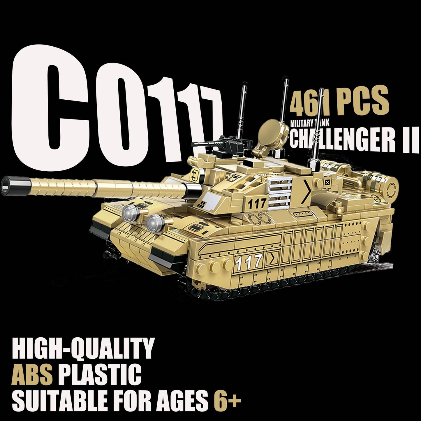 EtrealEli WW2 Military Tank, Challenger II Main Battle Tank Army Toys for Kids - 485pcs, Children's Educational Building Blocks Set, Suitable for Ages