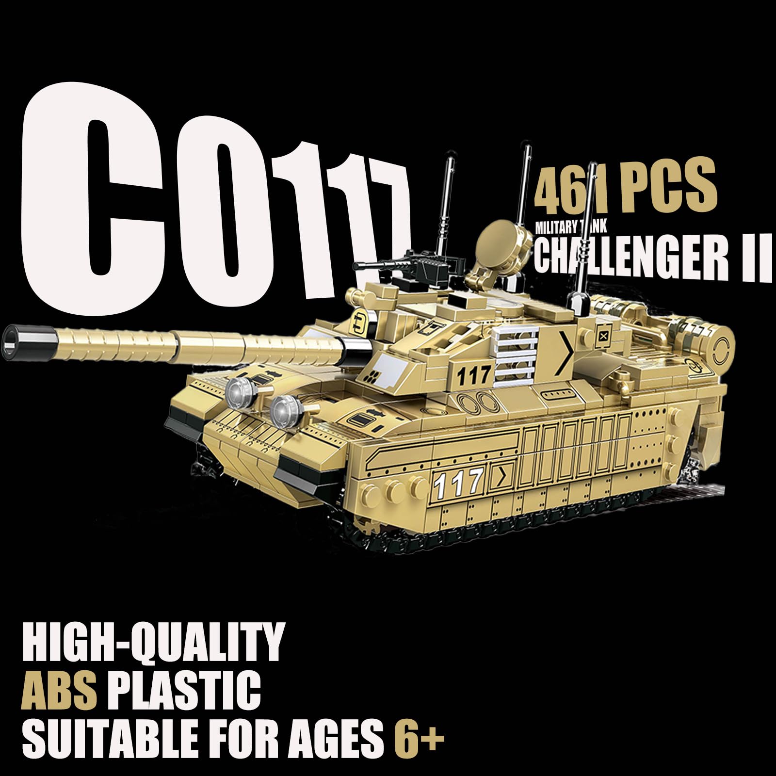 EtrealEli WW2 Military Tank, Challenger II Main Battle Tank Army Toys for Kids - 485pcs, Children's Educational Building Blocks Set, Suitable for Ages