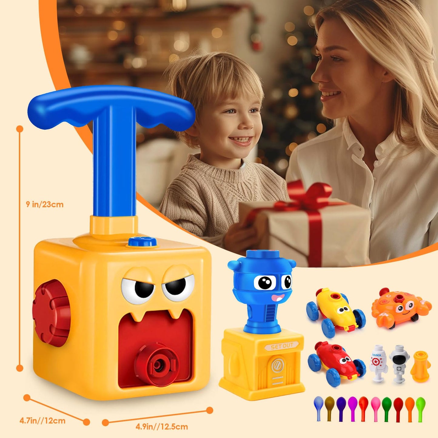 Balloon Launcher Toy Set,Balloon Powered Cars, Inertial Balloon Car, Creative Inflatable Balloon Pump Racing Car,Scientific Experiment Intelligence