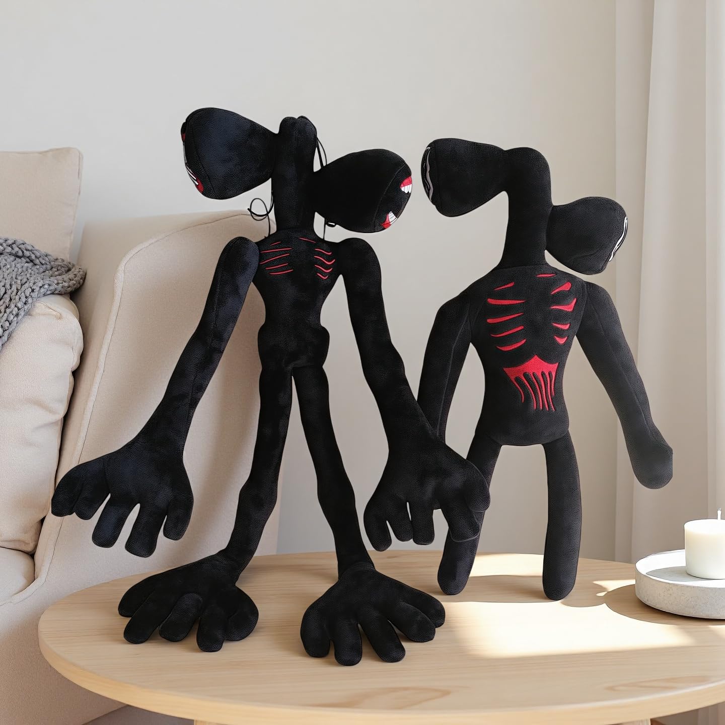 BELEJOYFOK 2PCS Siren Head Monster Double-Head Plush Toys (Black)