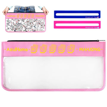 2 IN 1 Empty Mahjong Tiles Bag/Racks & Pushers Bags, 21x9 Inches, Pink
