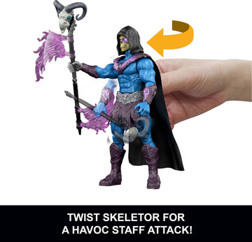 Masters of the Universe Feature Figure Havoc Staff Attack Skeletor, Twist & Release Action Move, 5.5 Inch & Accessory, 2026 Movie Accurate Villain Toy