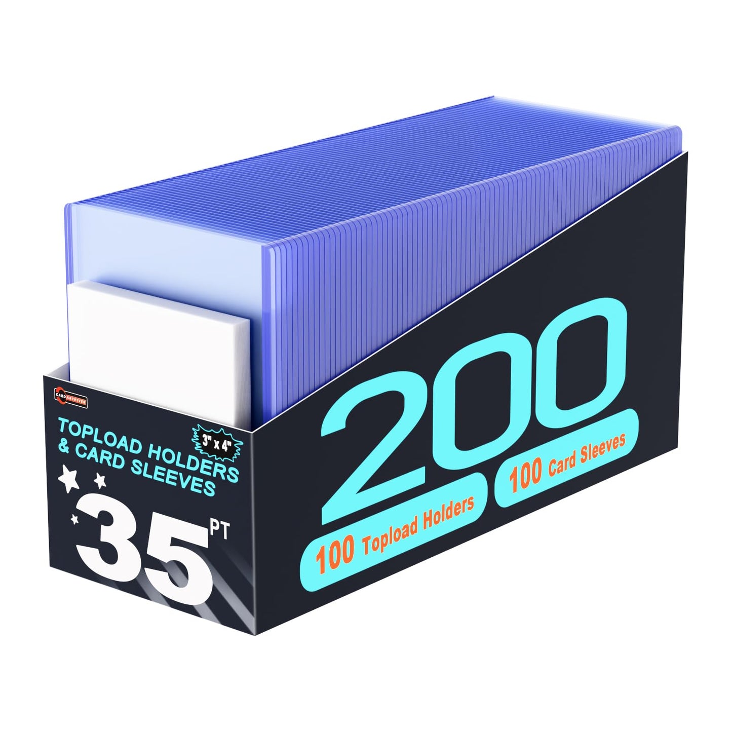 200ct Card Sleeves Top Loaders for Cards - Toploads for Cards, 3"x4" Hard Plastic Protectors & Clear Rigid for Trading, Sports, Baseball Cards (100