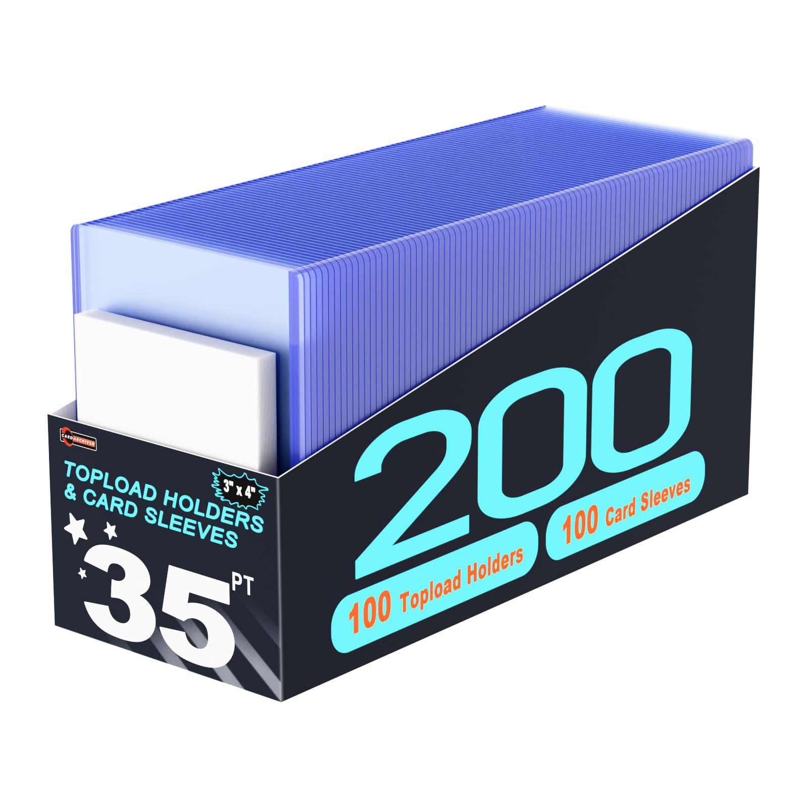 200ct Card Sleeves Top Loaders for Cards - Toploads for Cards, 3"x4" Hard Plastic Protectors & Clear Rigid for Trading, Sports, Baseball Cards (100