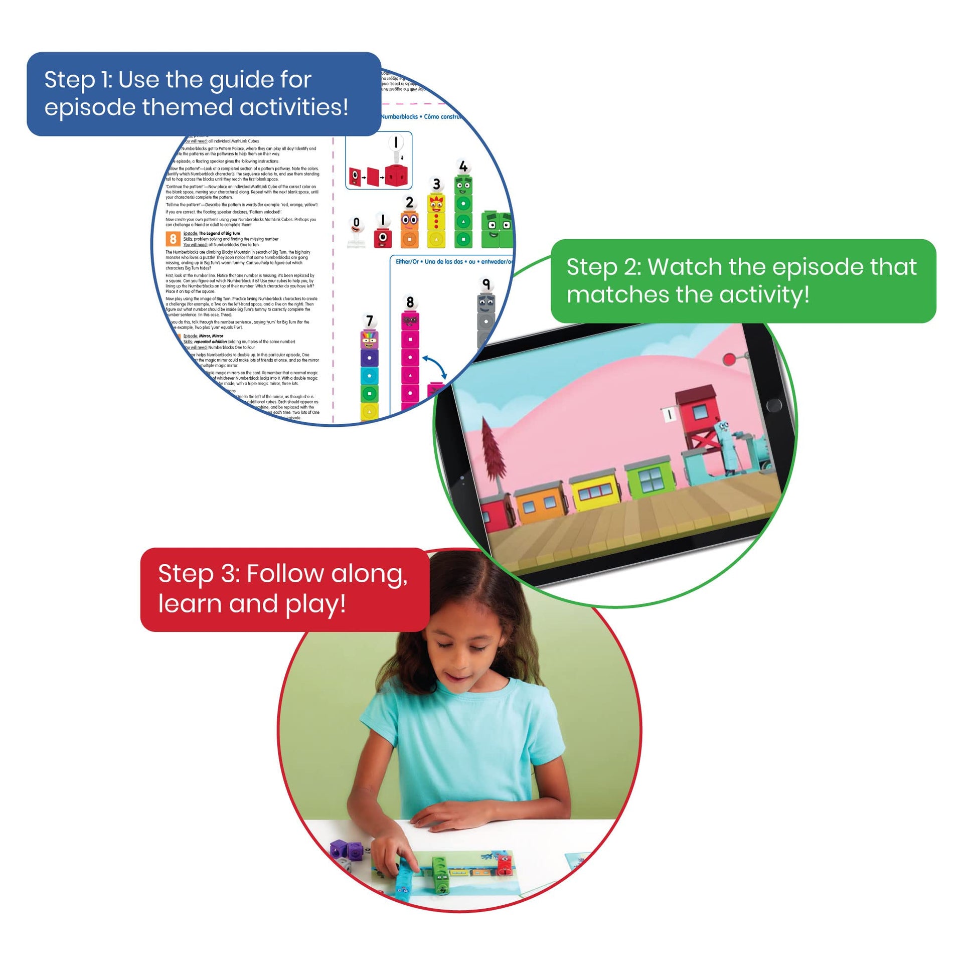 hand2mind MathLink Cubes Numberblocks 1-10 Activity Set, 30 Preschool Learning Activities, Counting Blocks, Linking Cubes, Educational Toys for Kids