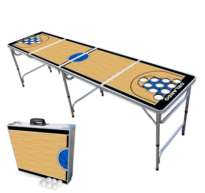 8-Foot Professional Beer Pong Table w/Cup Holes - Orlando Basketball Court