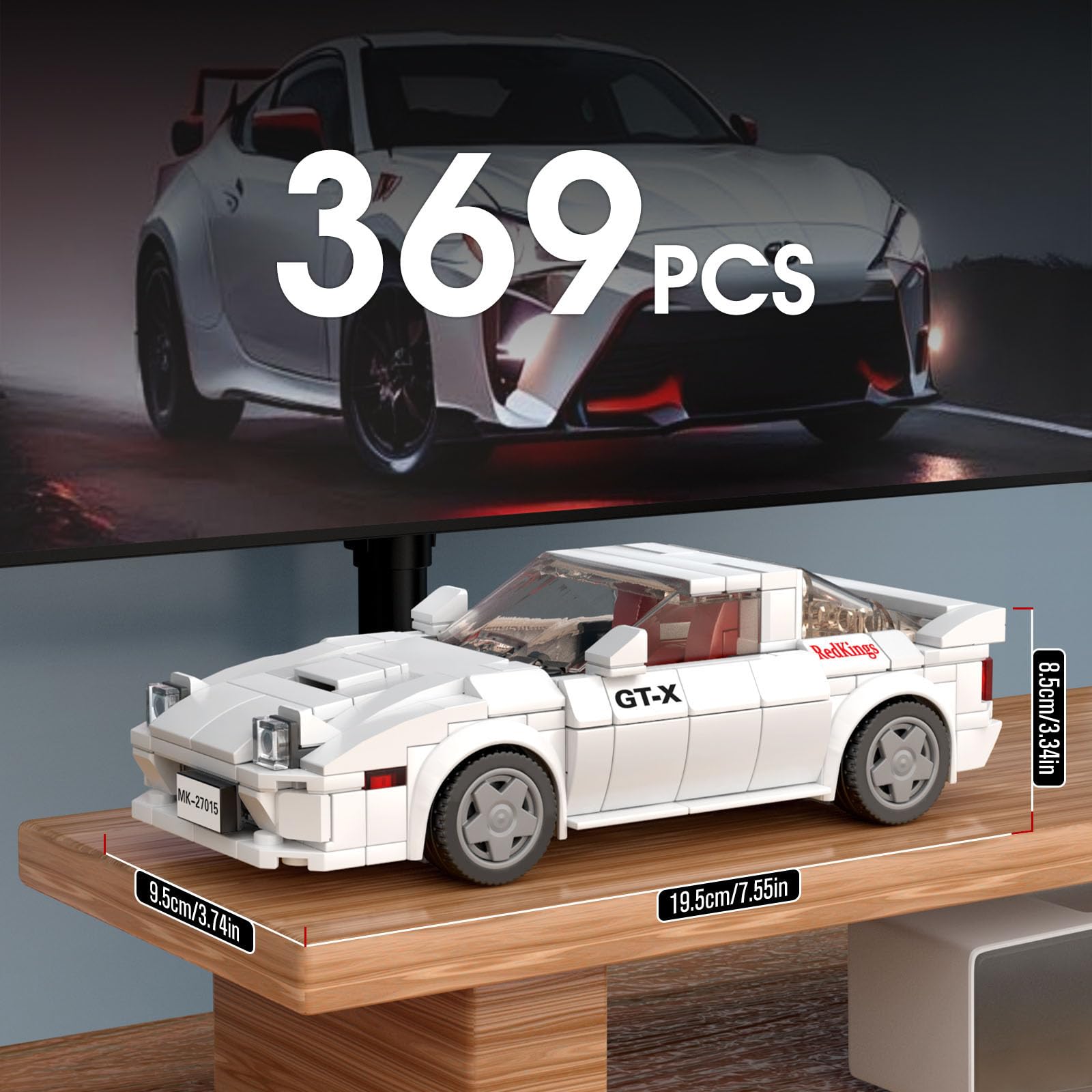 Mould King Speed Champion RX-7 Initial D Building Set & Display Case, 27015 Cars Model Kits Gifts for Teens/Adults, Creative for Teens Age 14+