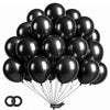 EMART Black Balloons 12 Inch 100pcs, Latex Balloons for Party(with Ribbon)