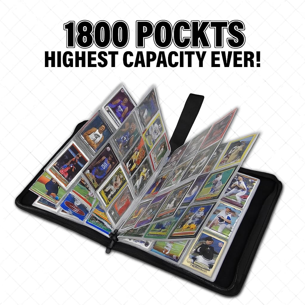 1800 Pockets Trading Card Sleeves, Premium 9-Pocket 100 Pages, Double-Sided Baseball Binder Sleeves, Protectors Binder Sheets for TCG Card Storage