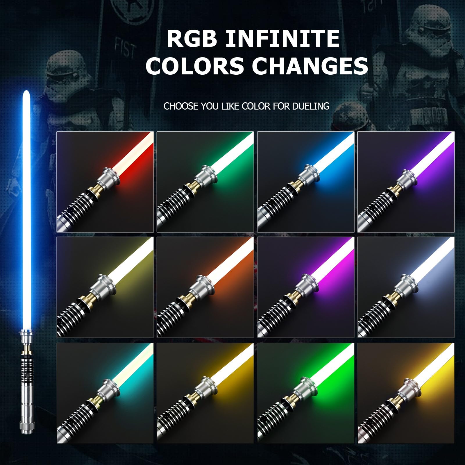 PKSTVB Upgrade App Control LK Dueling Lightsaber, Smooth Swing 16 Sound Effects 3 Light Effects, 16 Colors and Infinite Change Metal Light Saber