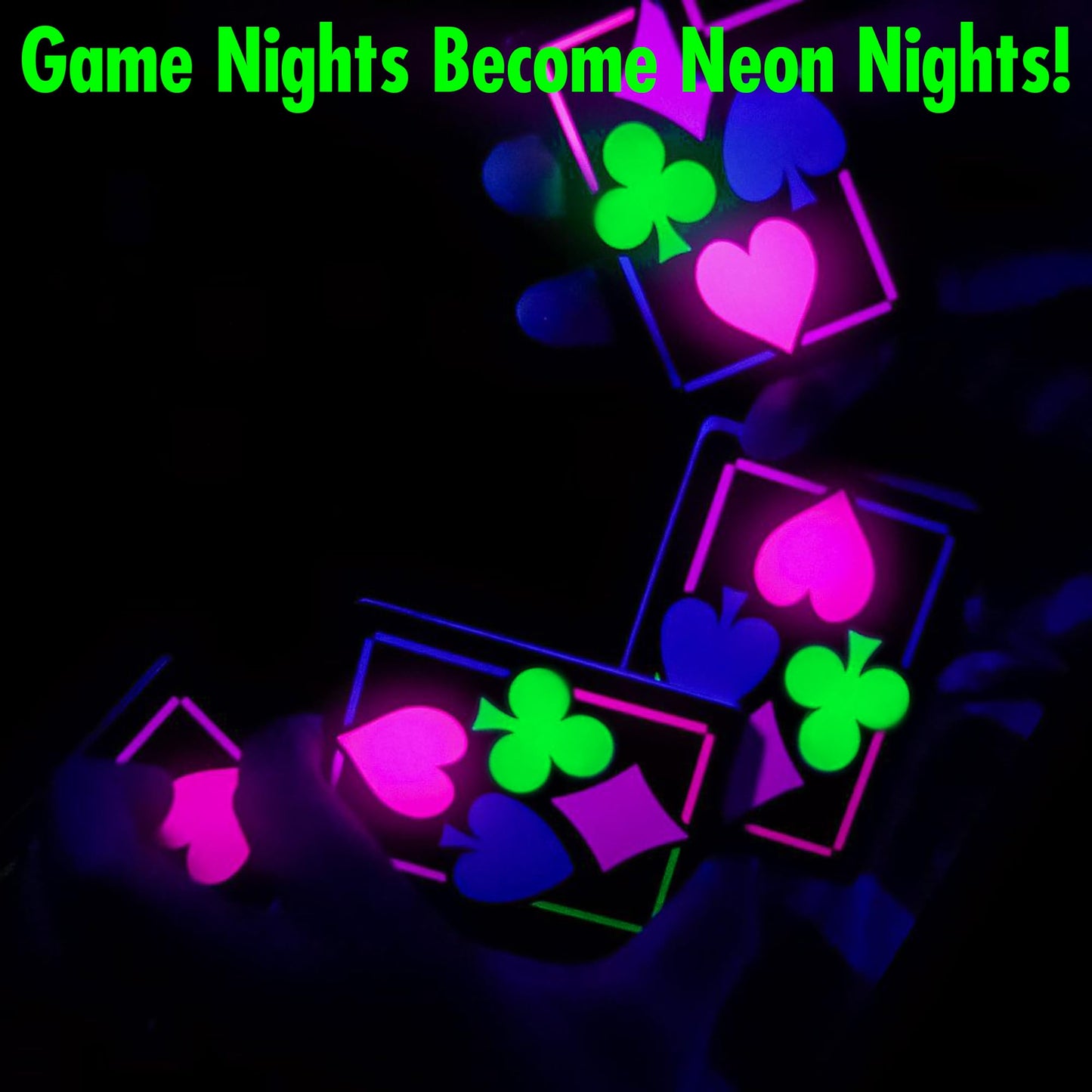 Funwares UV Black Light Playing Cards by Island Dogs- Neon Fluorescent Glow Deck for Black Light Games, Glow in the Dark Playing Cards, Parties