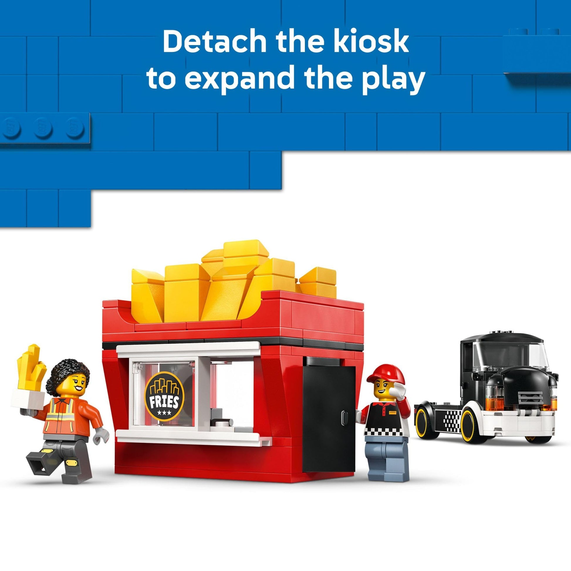 LEGO City Fries Food Truck Building Toy for Kids - Pretend Play Truck Toy for Boys & Girls, Ages 5+ - Mobile Restaurant Playset W/2 Minifigures