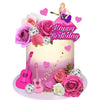 18 PCS Music Cake Toppers Pink Birthday Cake Topper and Guitar Flower Cake Topper for Music Birthday Decorations Supplies